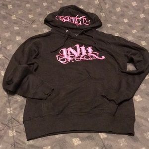 Black & Pink ~ Ink tattoo hoodie zip sweat shirt